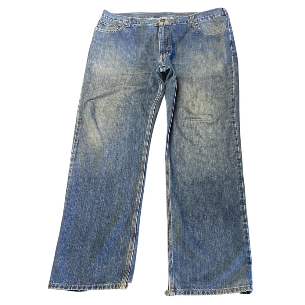Men's Carhartt 42x32 Relaxed Fit Blue Denim Pants Cotton Outdoor Jeans READ